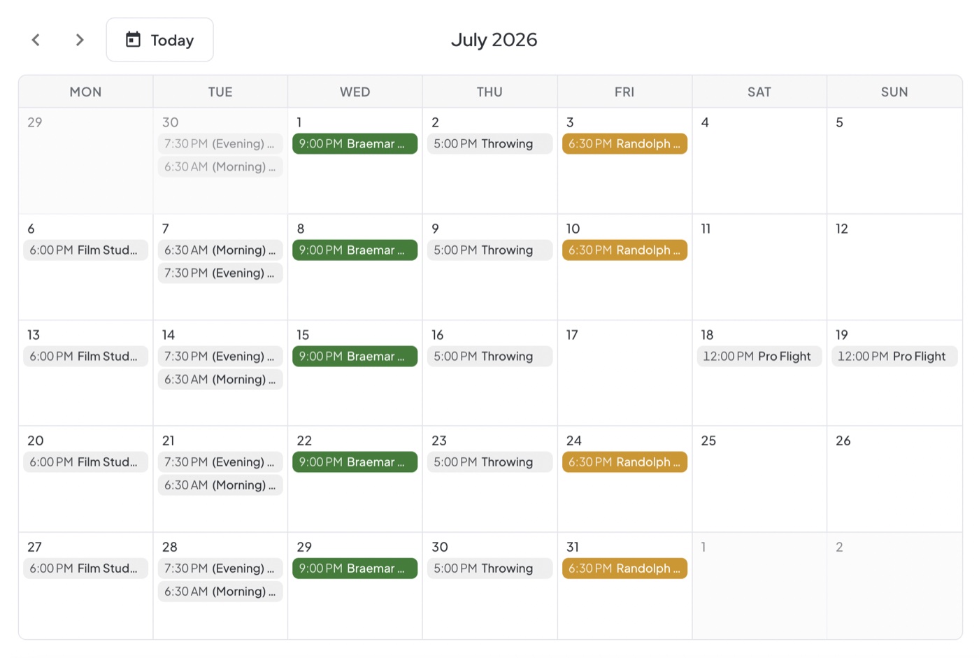 Hekate events calendar — a month of practices, throwing sessions, and games